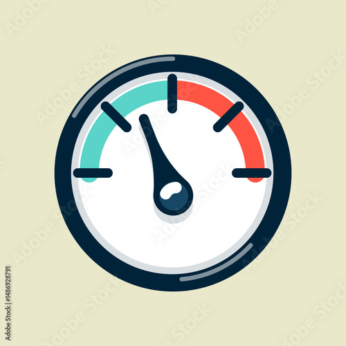 Speedometer needle indicates low output cartoon flat design illustration