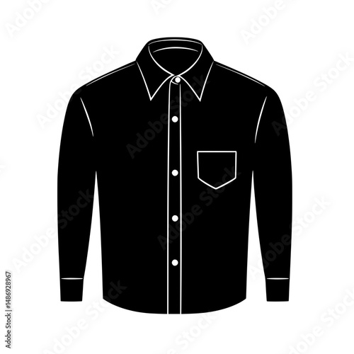 Plain long-sleeve shirt icon with front pocket design for representing formal fashion and men’s upper clothing