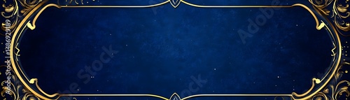 Ornate gold border on dark blue background. photo
