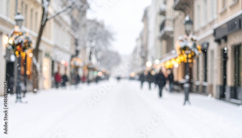 Wallpaper Mural Snowy city lights, blurred bokeh lights, white background Torontodigital.ca