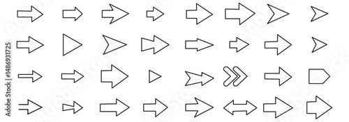 Arrows big black set icons. Arrow icon. Arrow vector collection. Arrow. Cursor. Modern simple arrows. Vector illustration. Variety arrow vector collections.