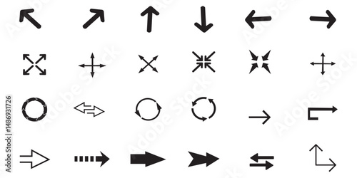 Arrows big black set icons. Arrow icon. Arrow vector collection. Arrow. Cursor. Modern simple arrows. Vector illustration. Variety arrow vector collections.