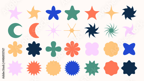 Collection of Silhouette Star, Moon, and Shape Designs