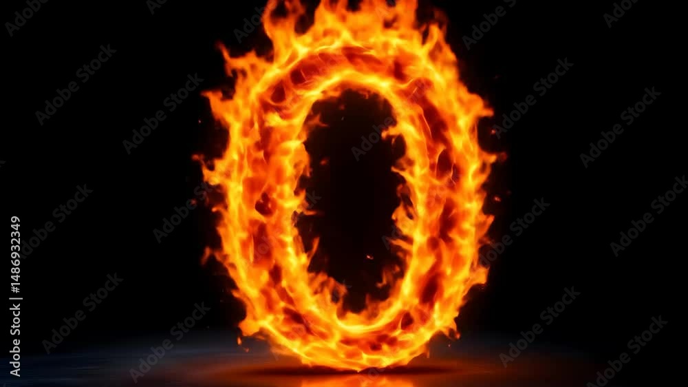 Blazing Fire Forming Ring Shape on Dark Background Blazing Fire Forming Ring Shape on Dark Background