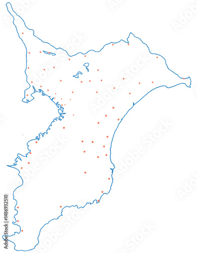 千葉県　地図　白　斑点　イラスト