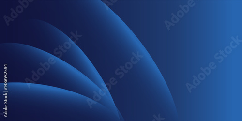 Abstract blue glowing geometric lines on dark blue background. Modern shiny blue circle lines pattern