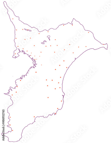 千葉県　地図　白　斑点　イラスト
