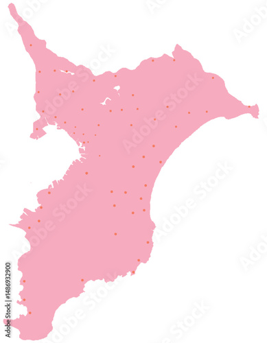 千葉県　地図　ピンク　斑点　イラスト