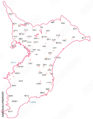 千葉県　地図　白　斑点　イラスト