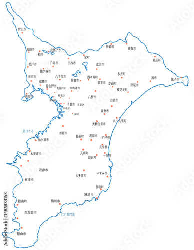 千葉県　地図　白　斑点　イラスト