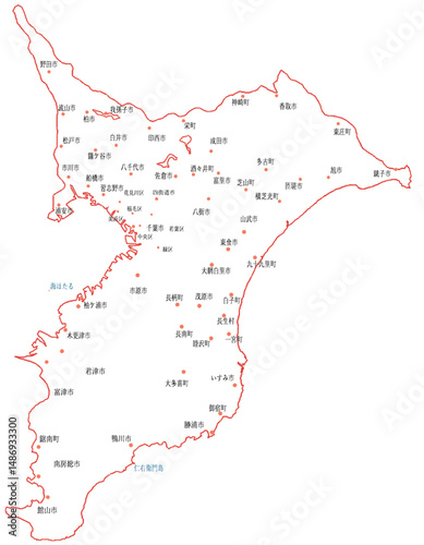 千葉県　地図　白　斑点　イラスト