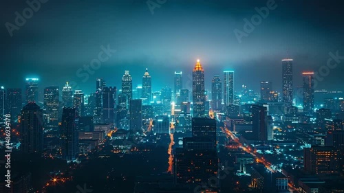 Wallpaper Mural realistic aerial view of downtown Atlanta at night Torontodigital.ca