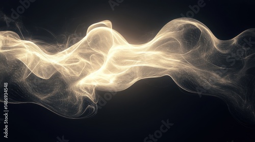 Golden Particle Flow Abstract Background Glowing Wave of Light and Dust