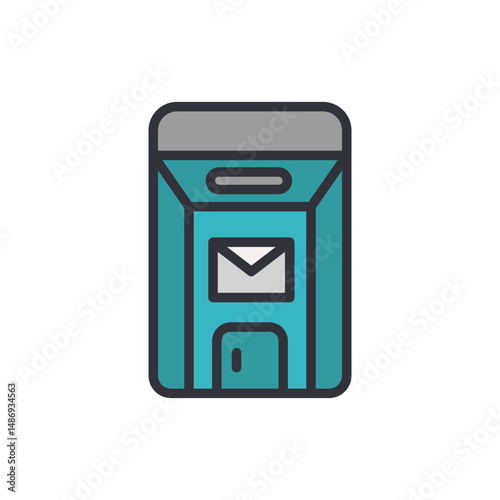 Illustration Of A Teal Mailbox With An Envelope On A Transparent Surface