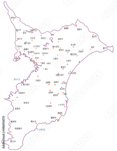 千葉県　地図　白　斑点　イラスト