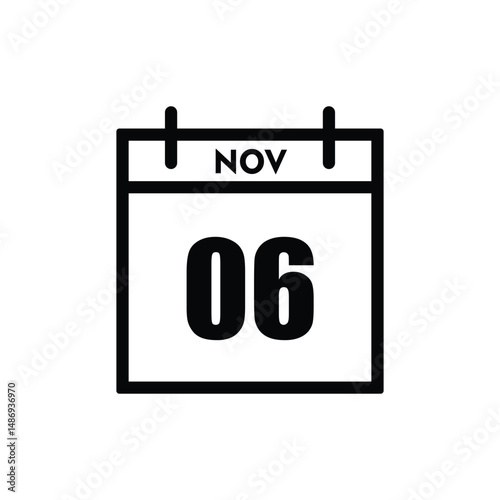 calender icon, 06 november icon with white background