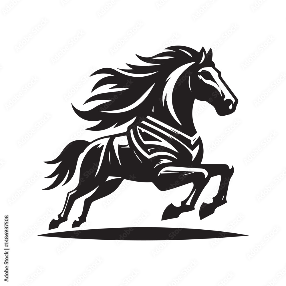 Fototapeta premium Dynamic Horse Silhouette Logo – Fast Animal Icon in Motion