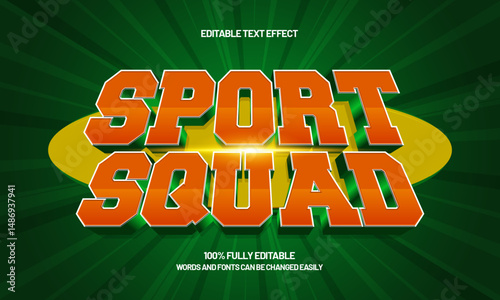sport squad editable text effect with a team and sport text style