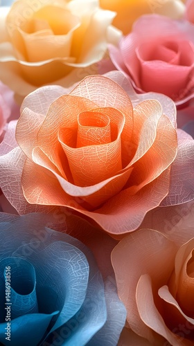 Colorful Paper Flowers Stack - Abstract Background