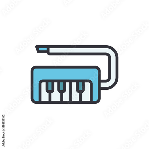 Cheerful Melodica Instrument With Keys And Tube On A Transparent Area