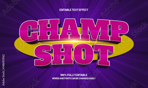champ shot editable text effect with a team and sport text style