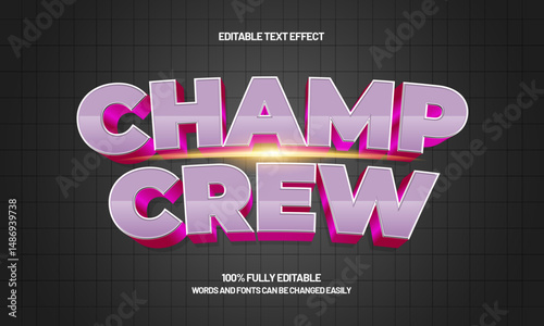 champ crew editable text effect with a team and sport text style