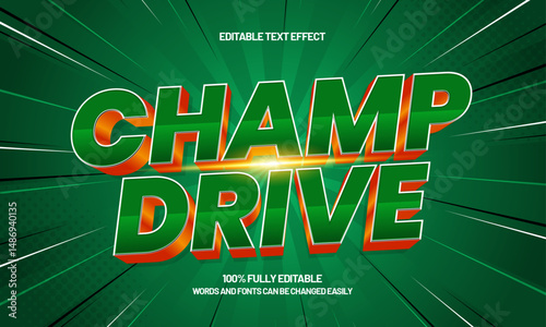 champ drive editable text effect with a team and sport text style
