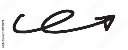 手描きの右上向きくるくる矢印ベクター