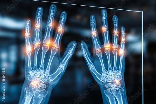 X-Ray Imaging of Human Hands Medical Facility Medical Illustration Indoor Close-up Anatomy Study