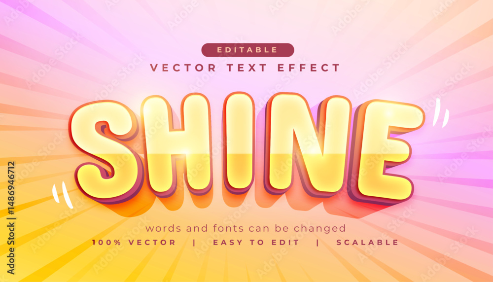 Fototapeta premium 3d style shine editable text effect style