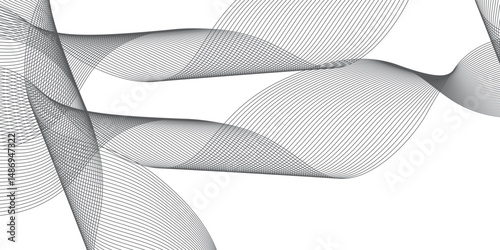 Abstract wave element for design. Digital frequency track equalizer. Stylized line art background. Vector illustration. Wave with lines created using blend tool. Curved wavy line, smooth stripe.