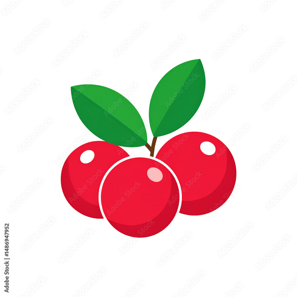 Obraz premium Fresh Red Berries with Green Leaves A Vibrant Cluster of Juicy Fruit