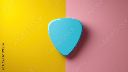 3D rendered cartoon guitar pick mockup with blank space for your custom branding or artwork.