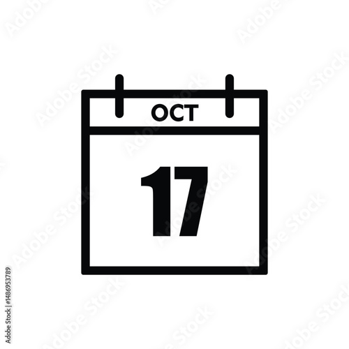 calender icon, 17 october icon with white background