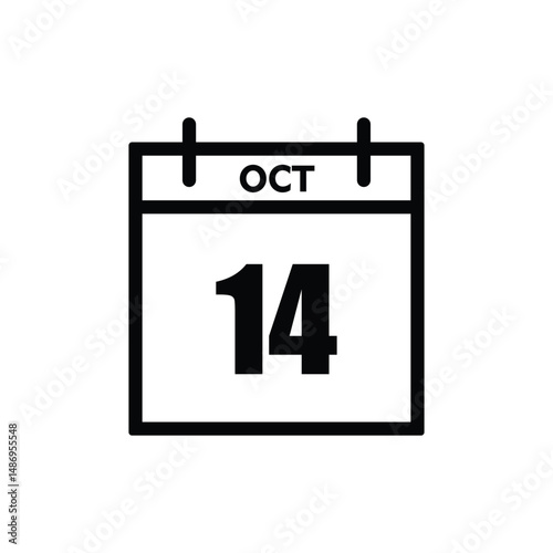 calender icon, 14 october icon with white background
