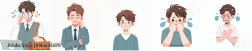 vector of young man crying