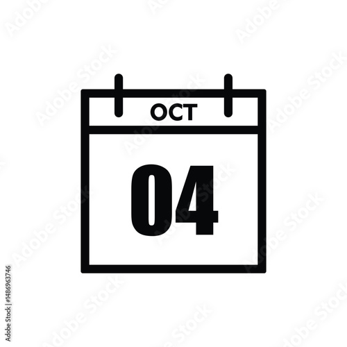calender icon, 04 october icon with white background