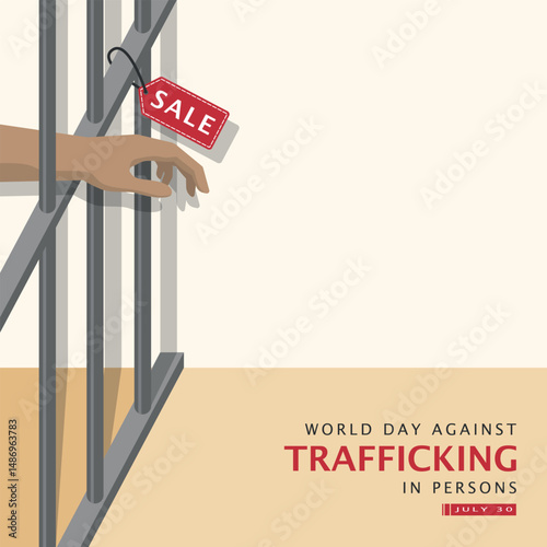 World Day Against Trafficking In Persons Poster. Person in jail