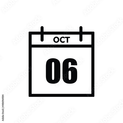 calender icon, 06 october icon with white background