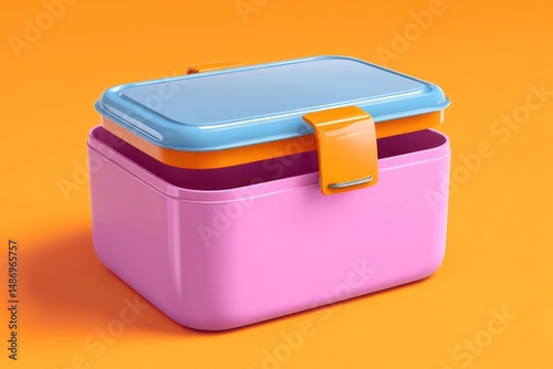 Customize the 3D rendered cartoon lunchbox mockup with your own logo or design in the blank area.