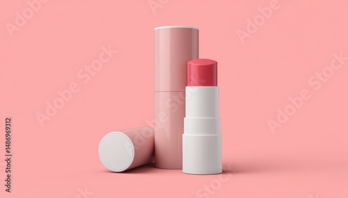 3D rendered lip balm mockup featuring a blank label space to add your custom branding.