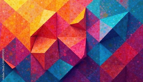 Abstract geometric shapes repeat in vibrant color , print, design