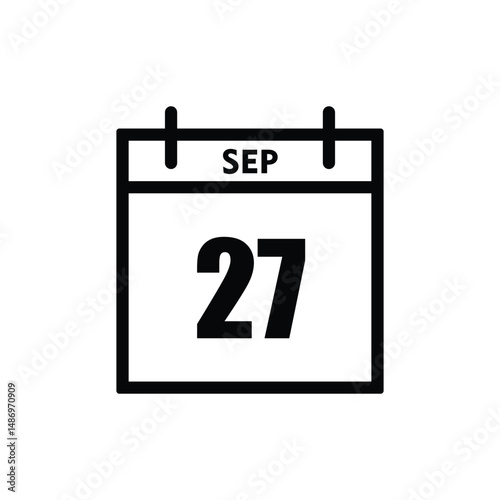 calender icon, 27 september icon with white background