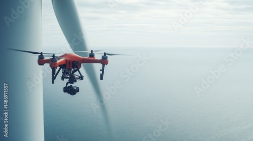 Wallpaper Mural Drone scanning wind turbines for blade damage and maintenance assessment Torontodigital.ca