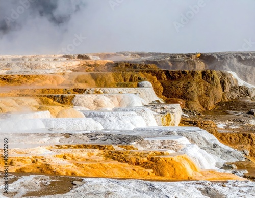 Colorful Geothermal Landscape In Yellowstone National Park
