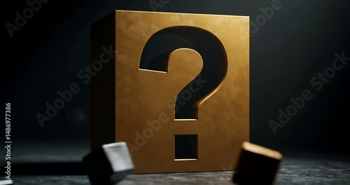 Golden Question Mark on Dark Background Concept