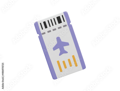 Air tiket icon 3d render illustration