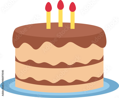 Chocolate flavored birthday cake with cream 
