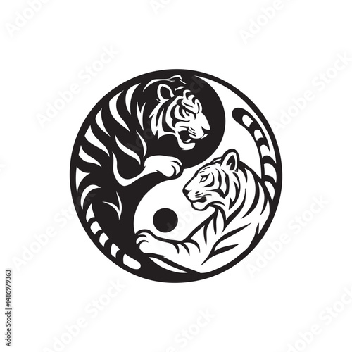 yin yang tiger vector