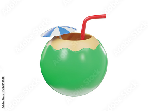 3d coconut water icon 